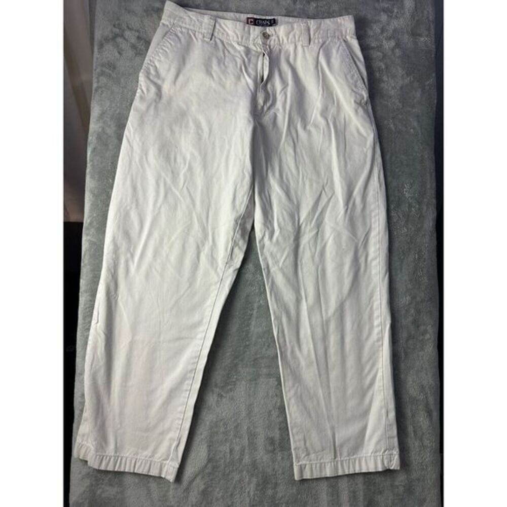 Chaps Pants Mens 34x30 Khaki Chino Beige Flat Front Light Wash‎ Dress Pant
